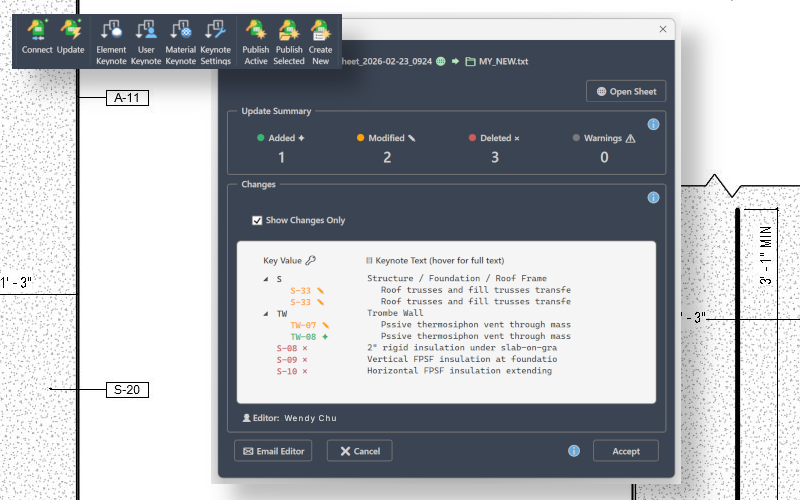 Vista previa de KeySheet para Revit